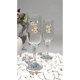 KirLinova Çiçek Detaylı Kokteyl Kadehi 2’li Set – 190 ml / Kahve Yanı Su & Kokteyl Bardağı - Şeffaf