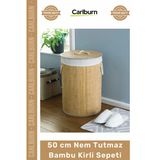 #Kirlisepeti Yüksek Hijyen 50Cm Yuvarlak Yıkanabilir Kumaşlı Nem Tutmaz Sağlam Bambu Kirli Sepeti