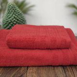 Kırmızı %100 Pamuklu 2'li Banyo Havlu Seti (70X140 cm Banyo Havlusu ve 50X90 cm Baş Havlusu)