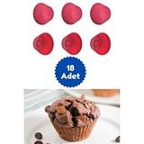 Kırmızı 18'li Silikon Mini Browni Kalıbı - Muffin Kalıbı 18 Adet Cupcake Kek Kalıbı