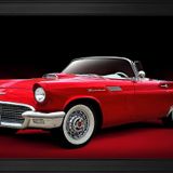 Kırmızı 1957 Ford Thunderbird Klasik Araba-1 Motifli Kanvas Tablo DBSANAT1208413