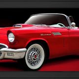 Kırmızı 1957 Ford Thunderbird Klasik Araba-2 Motifli Kanvas Tablo DBSANAT1211213