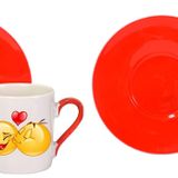 Kırmızı 2'li Emojili Türk Kahvesi Fincan Takımı Kırmızı DFŞ7877866555