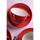 Kırmızı 4 Parça 2 Kişilik Jumbo Boy 300 ml Porselen Cappuccino Latte Fincan Takımı - Seçenek 1