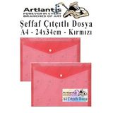 Kırmızı A4 Çıtçıtlı Dosya Şeffaf Renkli Zarf Dosya 2 Adet Çıt Çıtlı Dosya Su Geçirmez 100 Yaprak Kapasite