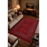 Kırmızı Afgan Tarzı Altı Kaymaz Yıkanabilir Şönil Kilim & Halı | SDF009