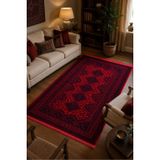 Kırmızı Afgan Tarzı Altı Kaymaz Yıkanabilir Şönil Kilim & Halı | SDF020