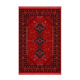 Kırmızı Afgan Tarzı Altı Kaymaz Yıkanabilir Şönil Kilim & Halı