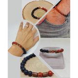 Kırmızı Alacalı Jasper & Oniks Taşı 8mm Unisex Tasarım Bileklik Hawaii Model (14240)