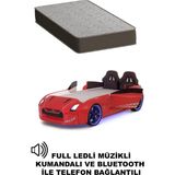 Kırmızı Arabalı Yatak Kapıları Açılan Gtr Full Ledli Kumandalı ve Müzikli + Ortopedik Yatak - 90 x 190 cm
