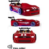 Kırmızı Arabalı Yatak Sport Mst Full Ledli Işıklı Ferramini - 100 x 90 cm