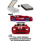 Kırmızı Arabalı Yatak Sport Mst Full Ledli Kumandalı Baza Ortopedik Yatak - 90 x 190 cm