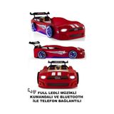 Kırmızı Arabalı Yatak Sport Mst Full Ledli Kumandalı Ve Müzikli 90x190 Cm