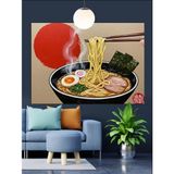 Kırmızı Balon Ramen Erişte Kase Dekoratif Kanvas - Mdf Ahşap Tablo