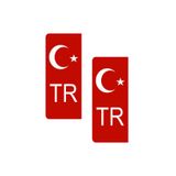 Kırmızı Bayraklı Plaka Etiketi Tr 2 Adet - Sticker