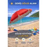 Kırmızı-bej 200 Cm Ayarlanabilir Fon Model Plaj Şemsiyesi
