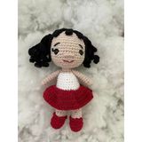 Kırmızı Beyaz Öğrenci Kız Bebek Amigurumi Organik Anahtarlık Oyuncak