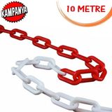 Kırmızı Beyaz Plastik Zincir, 10 Metre, Güvenli ve Dayanıklı Bariyer Zinciri - Seçenek 1