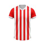Kırmızı Beyaz V Yaka Tam Çubuklu Taraftar Forması
