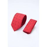 Kırmızı-Bordo Desenli 7 Cm Kravat 1090260129