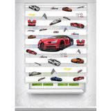 Kırmızı Bugatti ve Spor Araba Baskılı Çocuk Odası Perdesi - Dijital Baskılı Zebra Stor Perde - Renkli - 110 x 220 cm