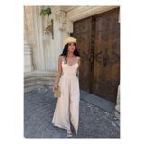 kırmızı butiks Bej Luna Palazzo Askılı Tulum