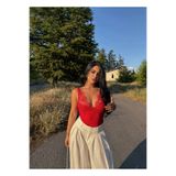 kırmızı butiks Kırmızı Güpürlü Sandy Bralet
