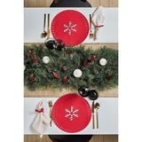 Kırmızı Çam Ağaç Desenli Keçe Supla 6'lı Set - 30 x 30 cm