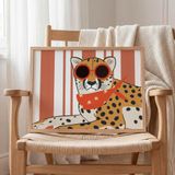 Kırmızı Çizgili Leopar Çocuk Odası Duvar Posteri Çerçeveli Tablo Duvar Dekorasyonu - 21 x 30 - Ahşap Çerçeveli