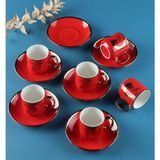 Kırmızı Coffe Time Yazılı Fincan Takımı - 80 ml