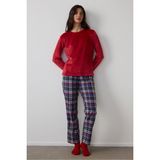 Kırmızı Comfy Time Ekoseli Termal Etkili Pijama Takımı