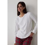 Kırmızı Comfy Time Ekoseli Uzun Kollu Termal Etkili Pijama Takımı