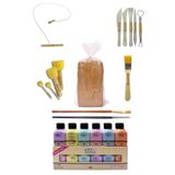 Kırmızı Çömlek Çamuru 5 Kg Artdeco Akrilik Boya 6x75 Ml Pastel Kesme Teli 5'li Ebeşuar Fırça Ponpon