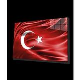 Kırmızı Dalgalı Türk Bayrağı Cam Tablo, Ev ve Ofis Duvar Dekoru, Hediyelik Büyük Temperli Cam Tablo