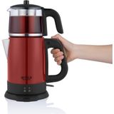 Kırmızı Demli Stil Kırmızı Cam Çay Makinesi Elektrikli Çaydanlık 500+ L 1-2 L Çelik