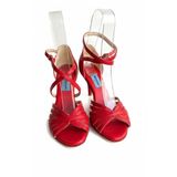 KIRMIZI DERİ 8,5 CM 11 PONT ÇOK BANTLI MODEL TANGO, DANS VE SALON AYAKKABISI (EU Ayakkabı Beden Sistemi, Yetişkin, Kadın, Sayısal, Orta, 39)