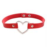 Kırmızı Deri Tasma Kalp 35 Cm Choker Bayan Kolye Takı