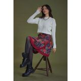 Kırmızı Desenli Anvelop Kısa Etek - Standart