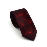 Kırmızı Desenli Bordo Dokuma Kumaş Mendilli Slim Fit Kravat // SDK-2613-4