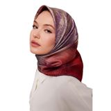 Kırmızı Desenli Twill İpek Eşarp