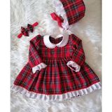 Kırmızı Ekose Kız Bebek Elbisesi,özel Dikim Çocuk Elbisesi, Doğum Günü Elbisesi, 0-12 Yaş - 10 Yaş