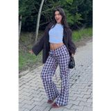 Kırmızı Ekoseli Kadın Pantolon Mg2401