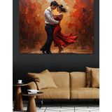 Kırmızı Elbiseli Tango Çifti Dekoratif Kanvas - Mdf Ahşap Tablo
