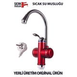 Kırmızı Elektrikli Ani Su Isıtıcı, Pratik ve Güçlü Termal Şofben Musluk - Altın - Turkuaz