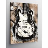 Kirmizi Elektro Gitar Müzik Kanvas Tablo