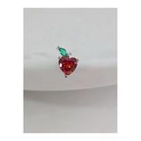 Kırmızı Elma Model Kıkırdak Piercing Tragus Helix Silver Gümüş Renk Küpe