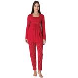 Kırmızı Emzirme Özellikli Hamile Lohusa Pijama Takımı, L, EF3022-198042719517
