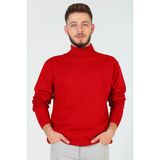 Kırmızı Erkek Desenli Triko Kazak P-00005369