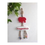 Kırmızı Fil Dekoratif Hoşgeldiniz Kapı Duvar Süsü Kırmızı 25 x 14