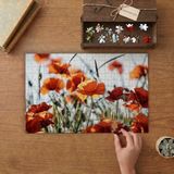 Kırmızı Gelincikler- Çiçek Tasarımı 240 Parça Ahşap Puzzle Ahşap Kutuda MP00060